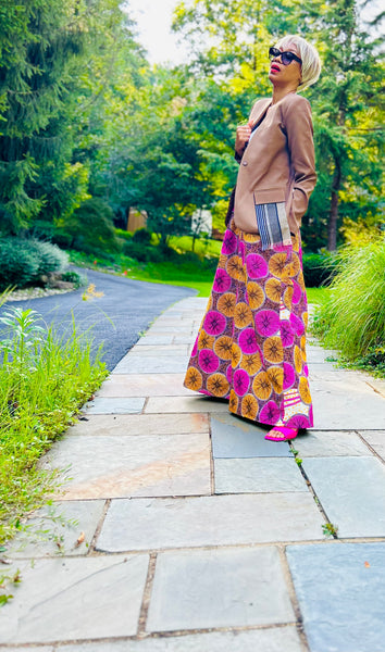 Blazer Kamala Tan avec détail latéral en Aso Oke tissé à la main