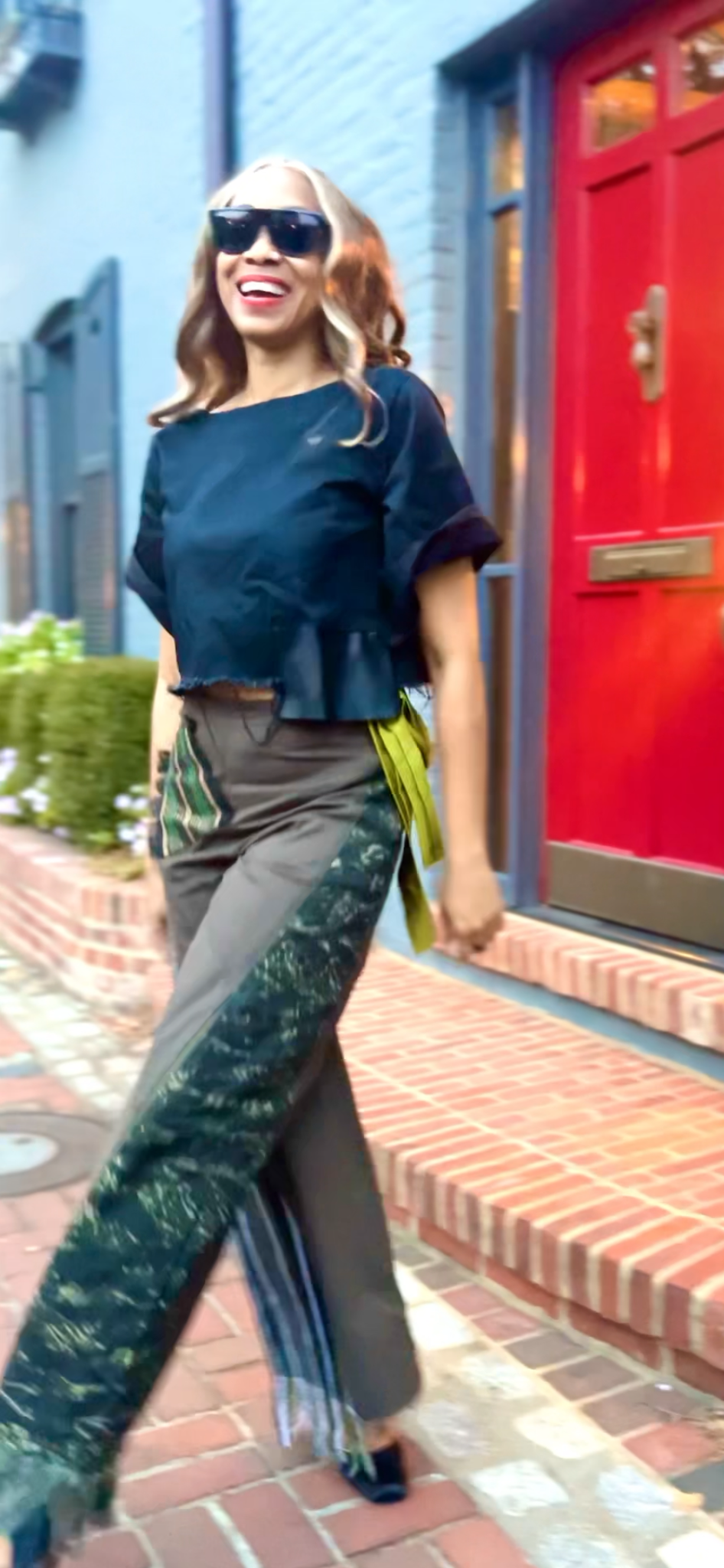 Olive+Orange Unisex UPsideDOWN Asóòke Wide Leg Trousers