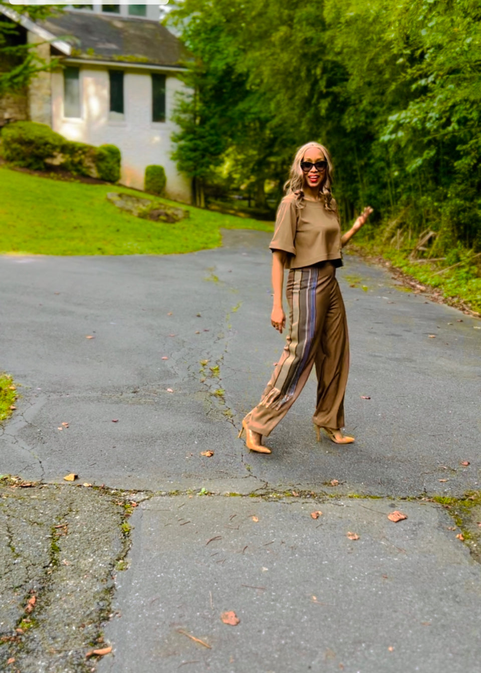 Kamala Tan Trousers with Handwoven Asóoke Detail