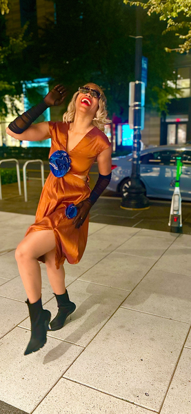 The Caramel LiBBi Tulip Dress With Cutout & Așoóke Detail