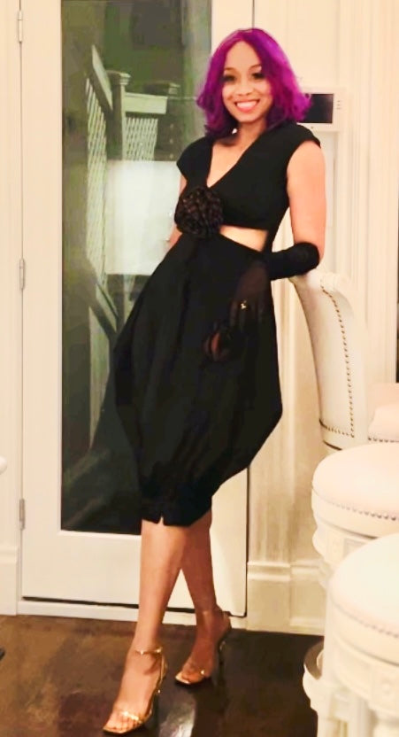 The Obsidian LiBBi Tulip Dress With Cutout & Așoóke Detail