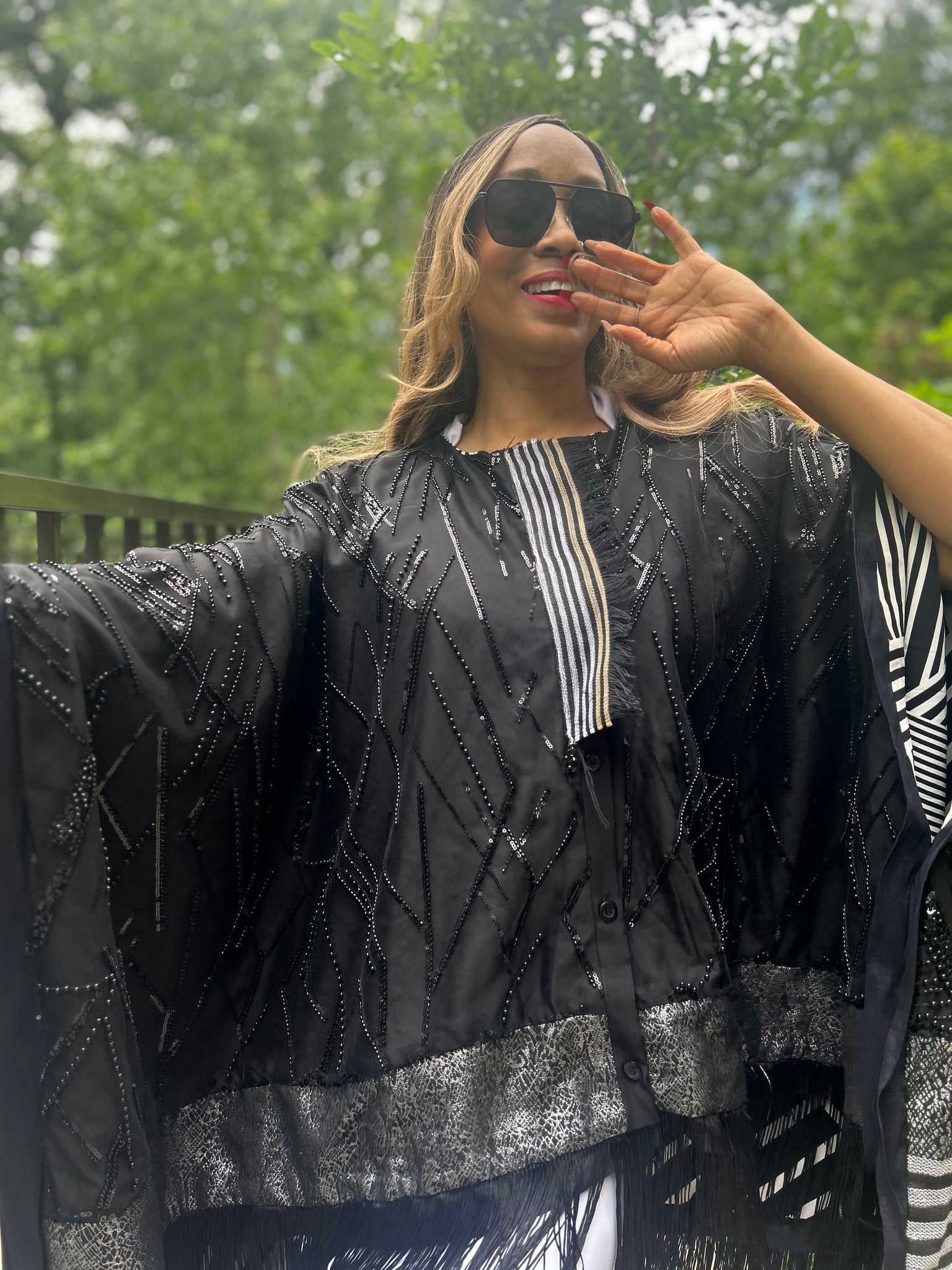 The Embellished Reversible TAYO Cape, Maxi Length