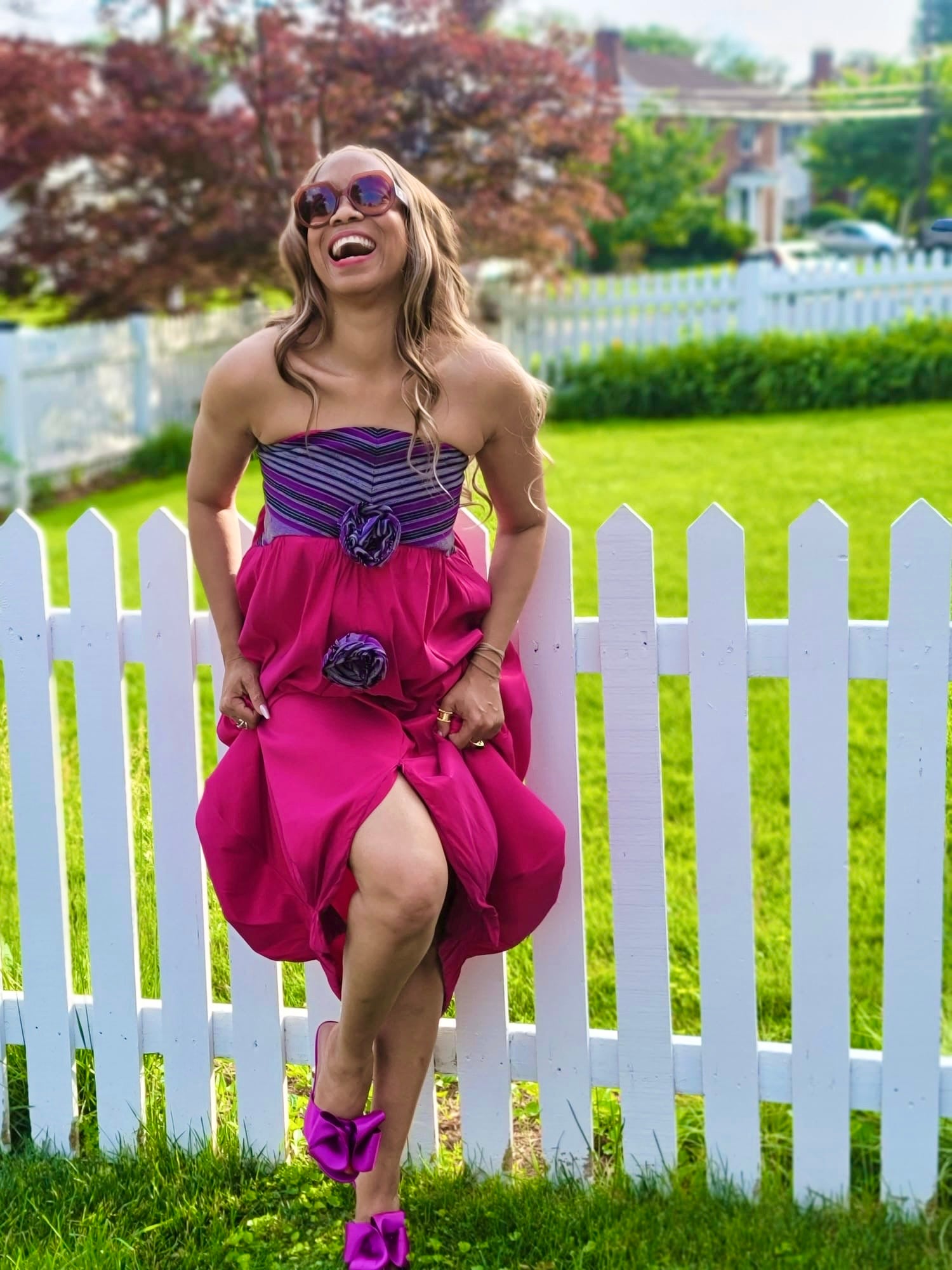 The LiBBi Tulip 3in1 (Skirt-Dress-Maxi Blouse) in Ruby Pink&Purple