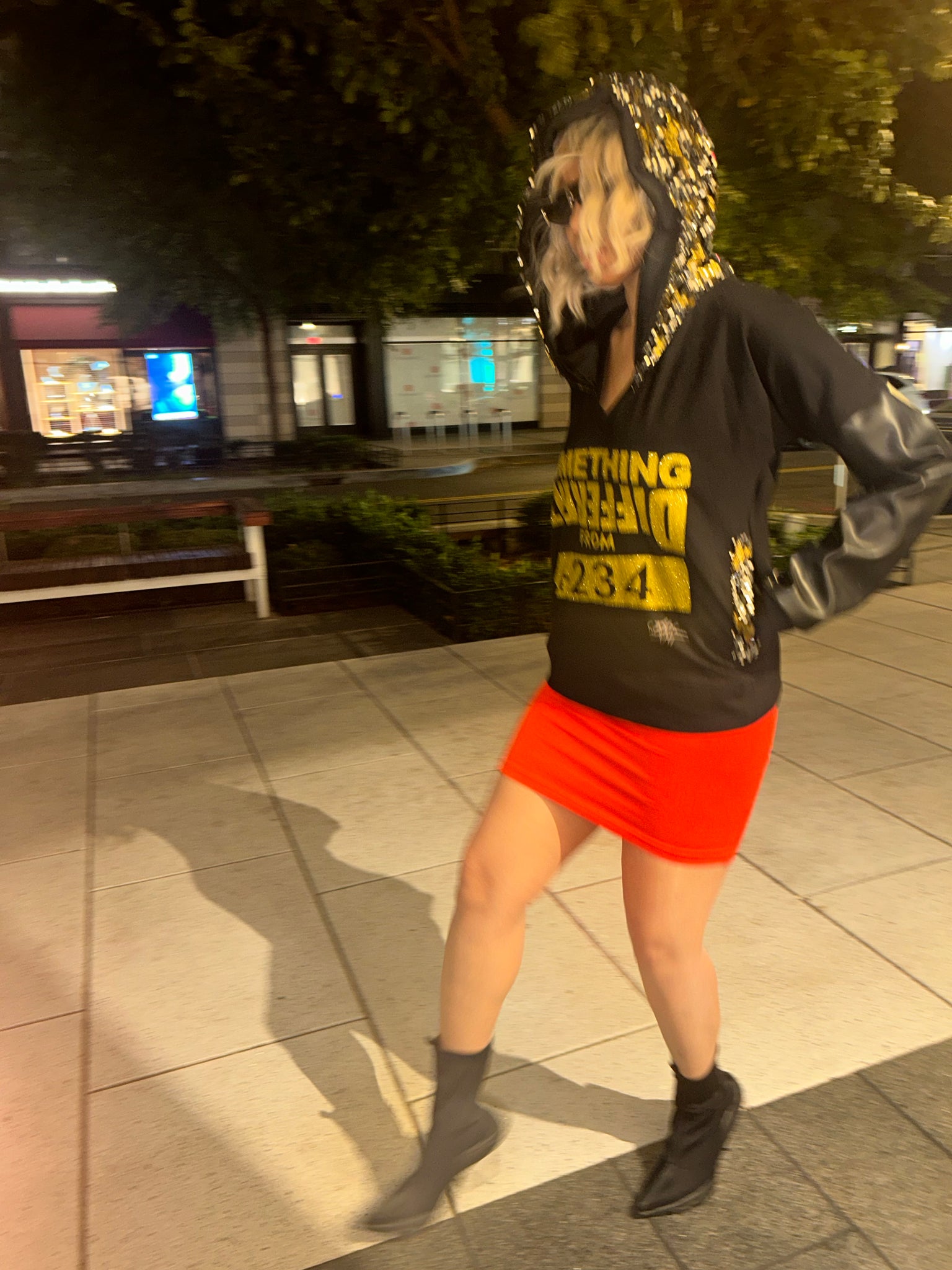 CUSTOMISABLE SWEATSHIRT/HOODIE: Something DIFFERENT+234  With Vegan Leather& Gold Sequin Detail