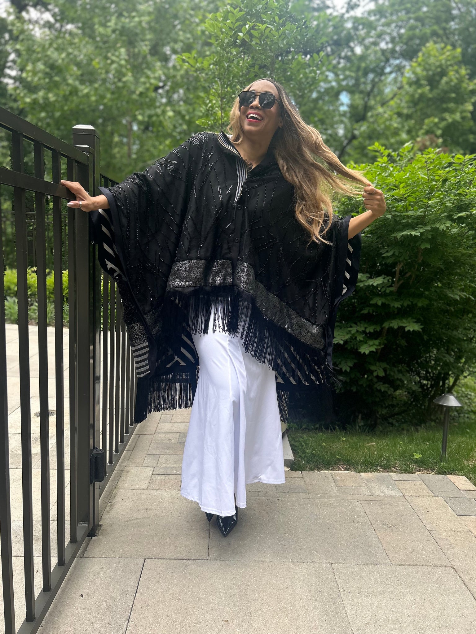 The Embellished Reversible TAYO Cape, Maxi Length