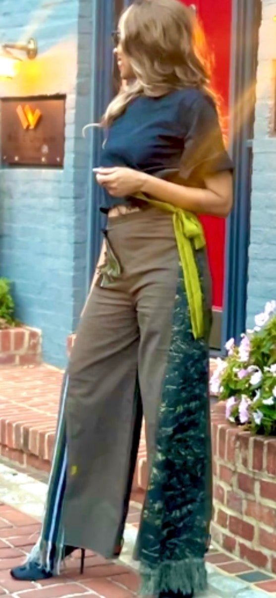 Olive+Orange Unisex UPsideDOWN Asóòke Wide Leg Trousers