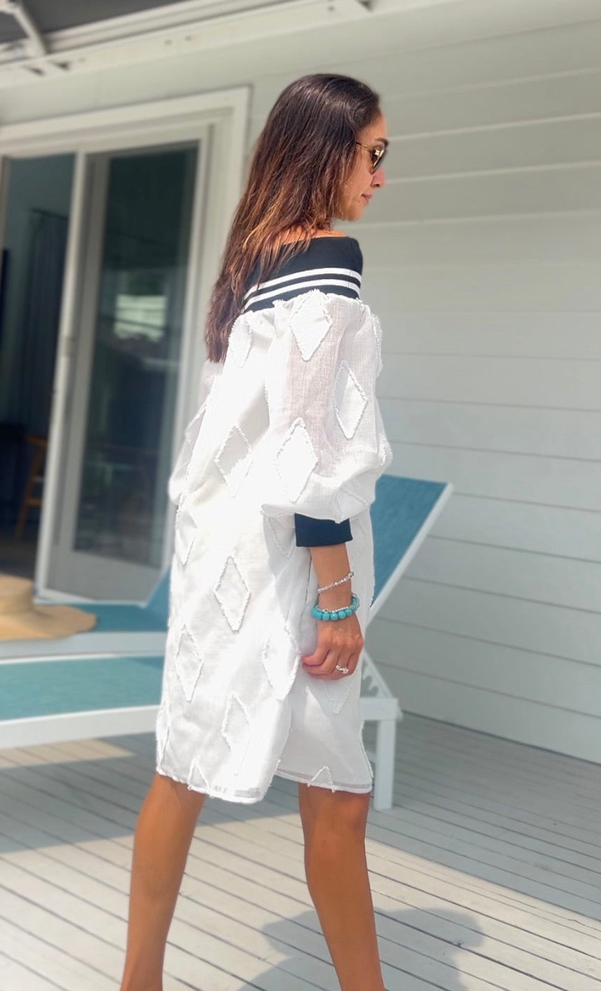 Nauti-Preppy White Diamond  Shoulder