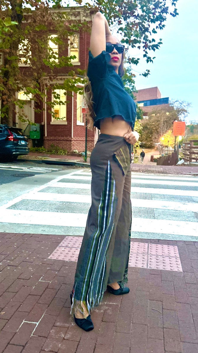 Olive+Orange Unisex UPsideDOWN Asóòke Wide Leg Trousers