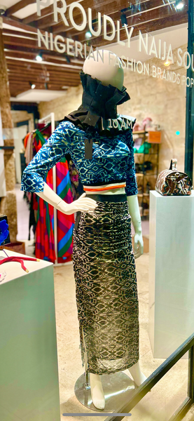 Comme-Tu-Veux 5 Way Wrap with Vegan Leather Detail, Dramatic Version.