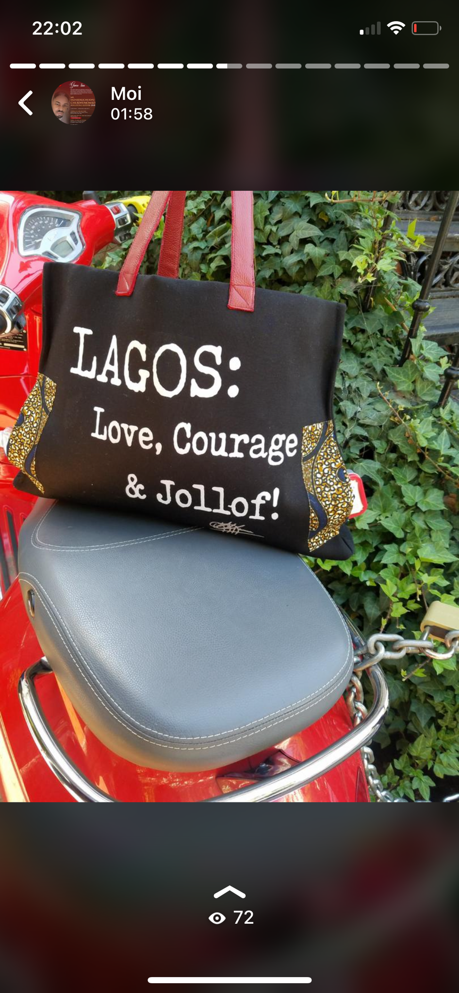 Trapezoid Leather Trim Tote: LAGOS: Love, Courage &Jollof